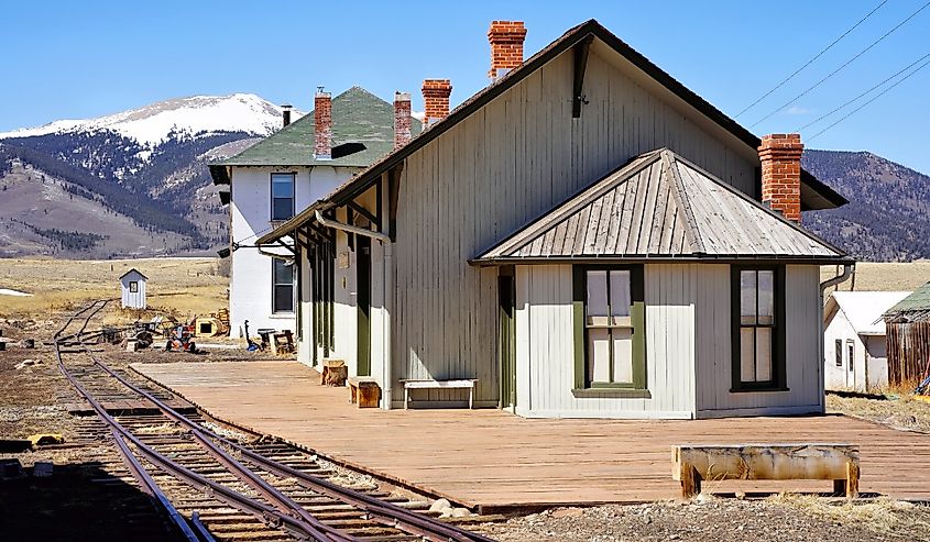 Historic Train Station and Railroad Hotel in Como Colorado