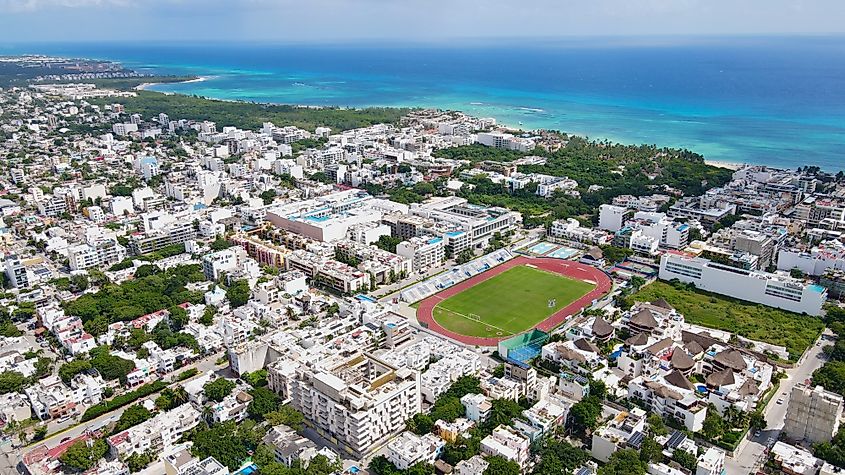 Aerial Drone view of Playa del Carmen, Mexico