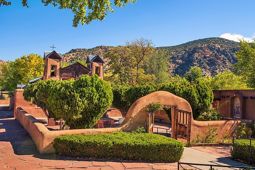 El Santuario De Chimayo historic Church in New Mexico. This Roman Catholic chapel is a National Historic Landmark and a popular pilgrimage site.