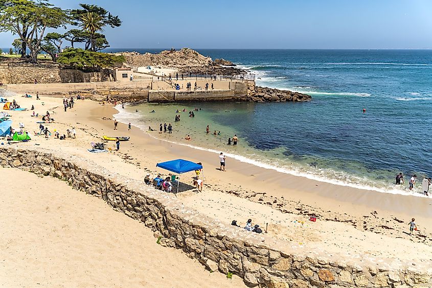  People relaxing on the beach, Lovers Point Park