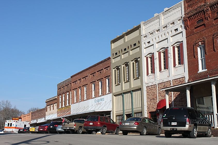 Downtown street in Iuka, Mississippi 