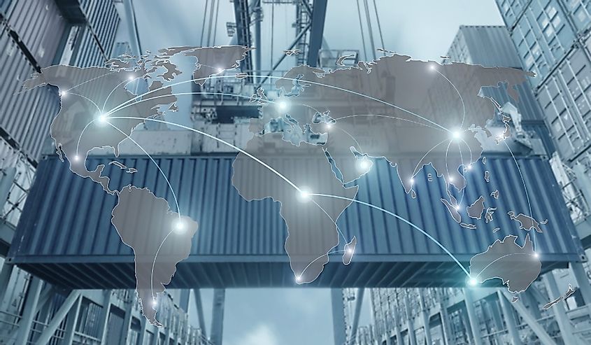 Import, Export, Logistics concept - Map global partner connection