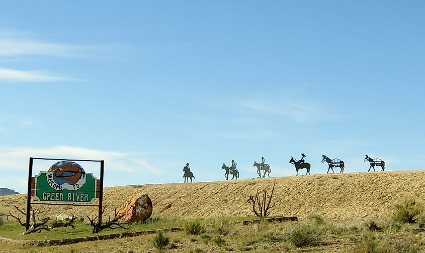 Sign welcoming visitors to Green River, Utah