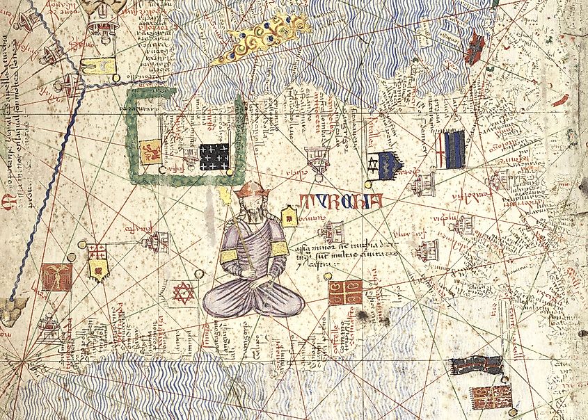 A map of the Anatolian Beyliks in the 1375 Catalan Atlas. 