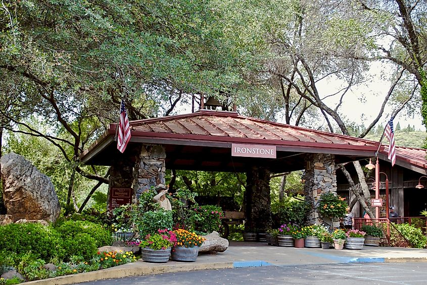 Entrance to Ironstone Vineyards. Ironstone has been listed as the 17th largest winery in the US. The vineyard site includes a gold rush museum, amphitheater, event center, via EWY Media / Shutterstock.com