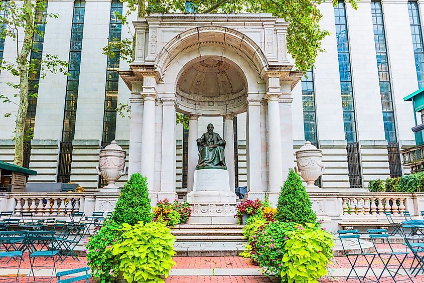 Statue of William Cullen Bryant in Bryant Park