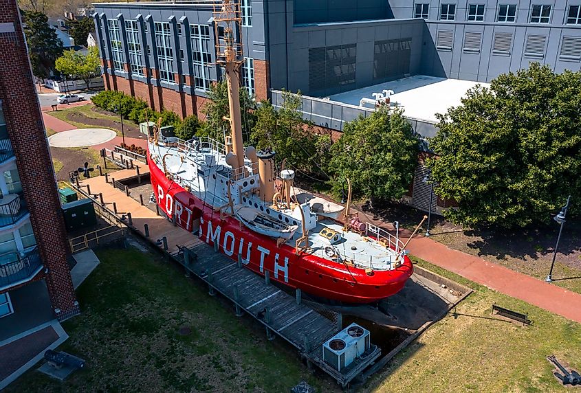 Aerial view of the Lightship Portsmouth Museum in Portsmouth, Virginia
