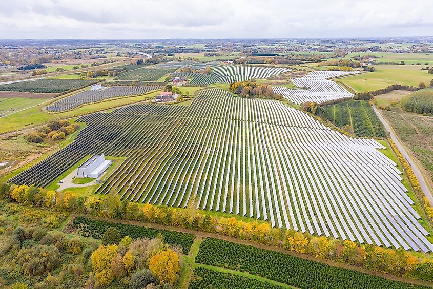 Solar Energy Park in Silkeborg, Denmark. It covers an area of 156.000 m2 or 22 football fields 