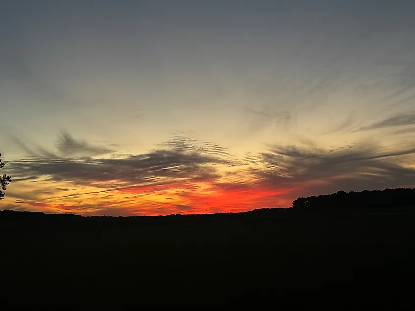 Sunset in Millsboro, Delaware.
