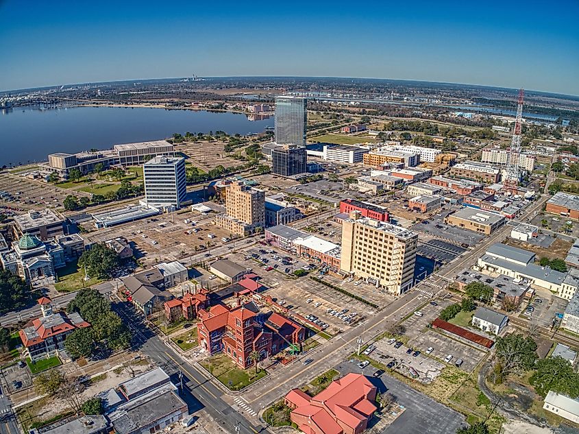 Aerial view of Lake Charles, Louisiana