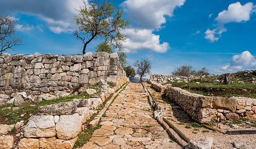 Ancient roman road in Norba, ancient roman town in Lazio, Italy