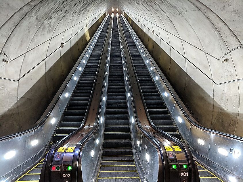 Escalator at Wheaton Metro station.
