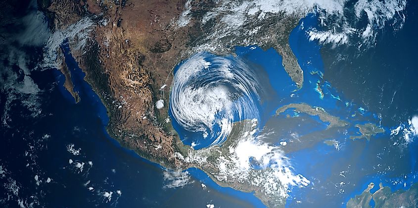 Extremely detailed and realistic high resolution illustration of a Hurricane approaching Texas