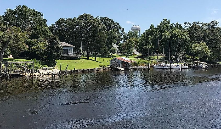 Waterfront along the New River as taken from Popkin Bridge in Jacksonville, North Carolina