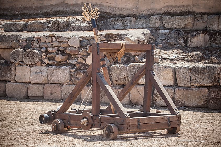 Onager replica, torsion powered siege engine used by ancient roman army.