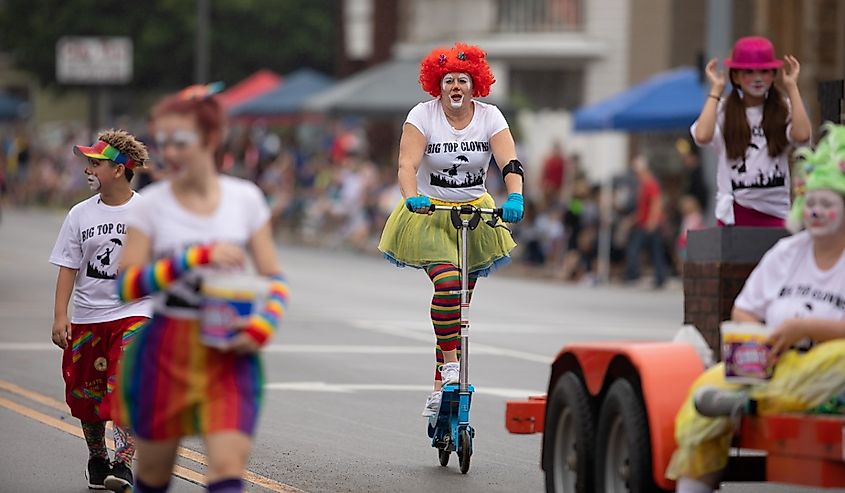 Circus City Festival Parade in Peru, Indiana. Image credit Roberto Galan via Shutterstock