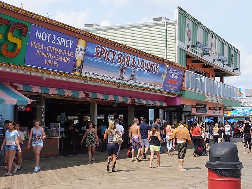 Boardwalk at Seaside Heights at Jersey Shore in New Jersey