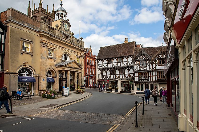 Historic buildings in Ludlow, Shropshire, England.