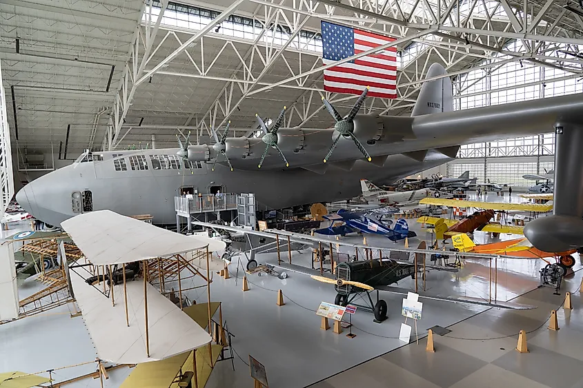 The Spruce Goose and several antique aircraft at the Evergreen Aviation & Space Museum in McMinnville, Oregon.