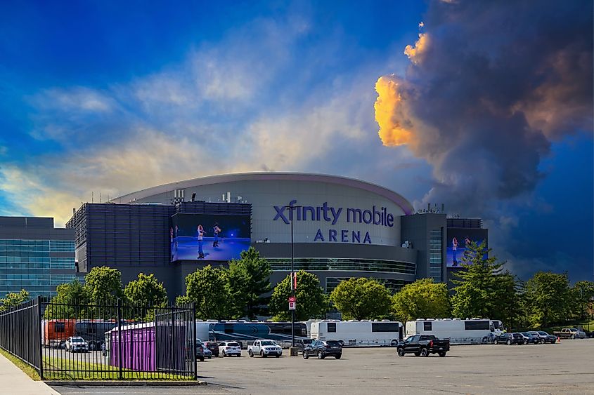 Xfinity Mobile Arena home of the Philadelphia Flyers and 76ers in Philadelphia, Pennsylvania.