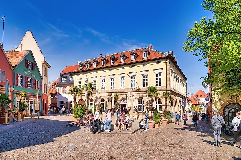 Busy town square in Bad Dürkheim, Germany