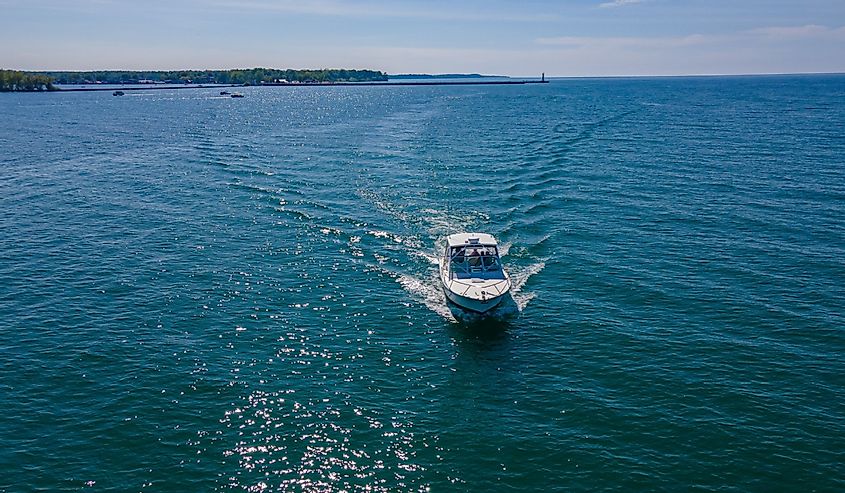 A boat sailing in Lake Ontario, New York