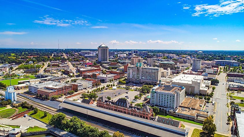 Aerial view of the skyline of Montgomery, Alabama.