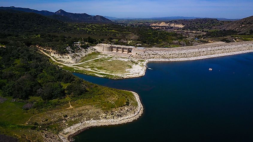 Aerial view of Lake Cachuma Dam