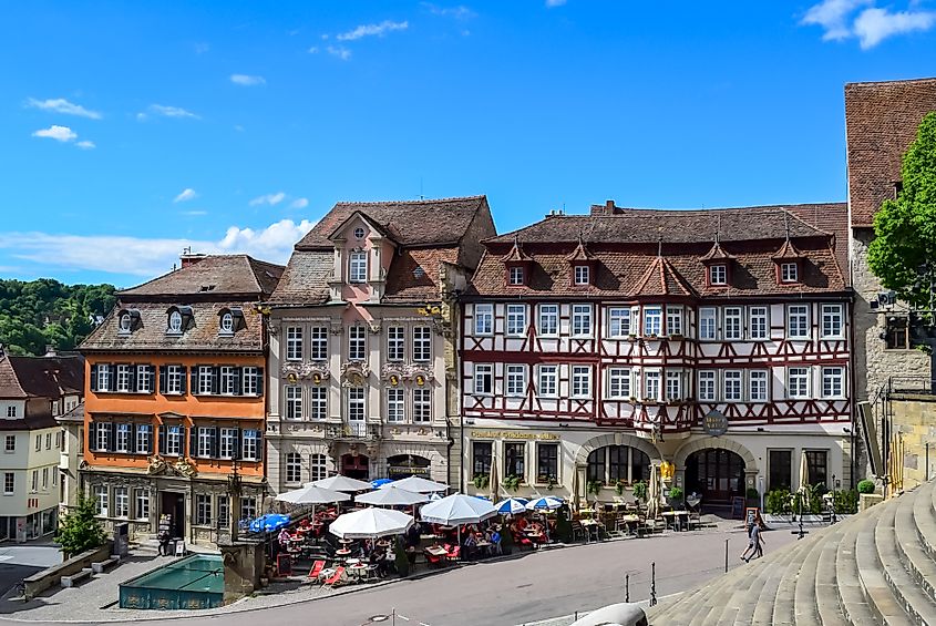 Market square in Schwäbisch Hall, Baden-Württemberg, Germany 