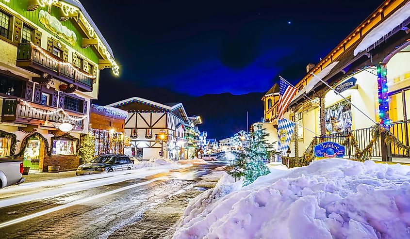 Leavenworth, Washington lit up during the holiday season