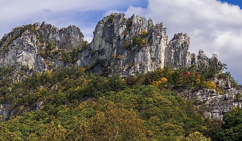 Close up of Seneca Rocks in West Virginia