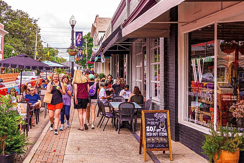 People in downtown Apex, North Carolina