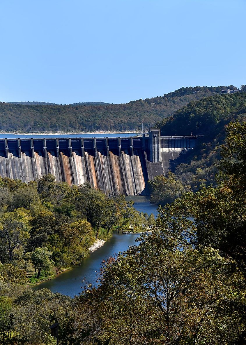 Distant view of Norfork Dam