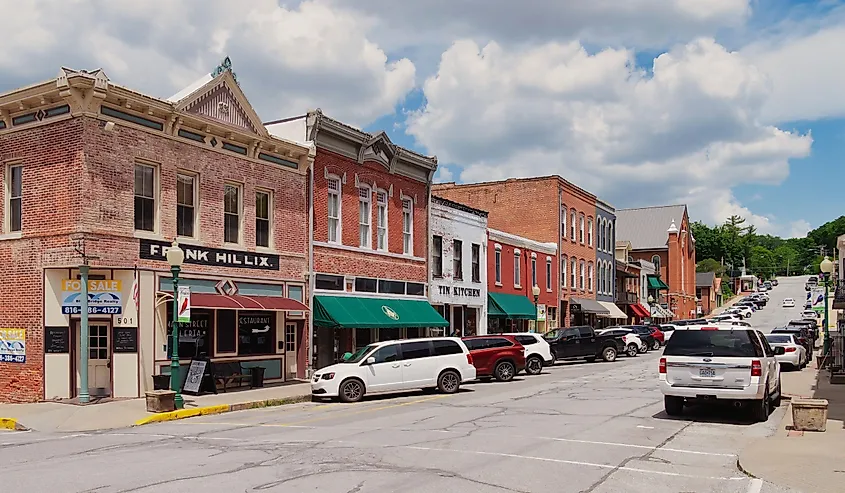 Downtown Main Street in Weston, Missouri.
