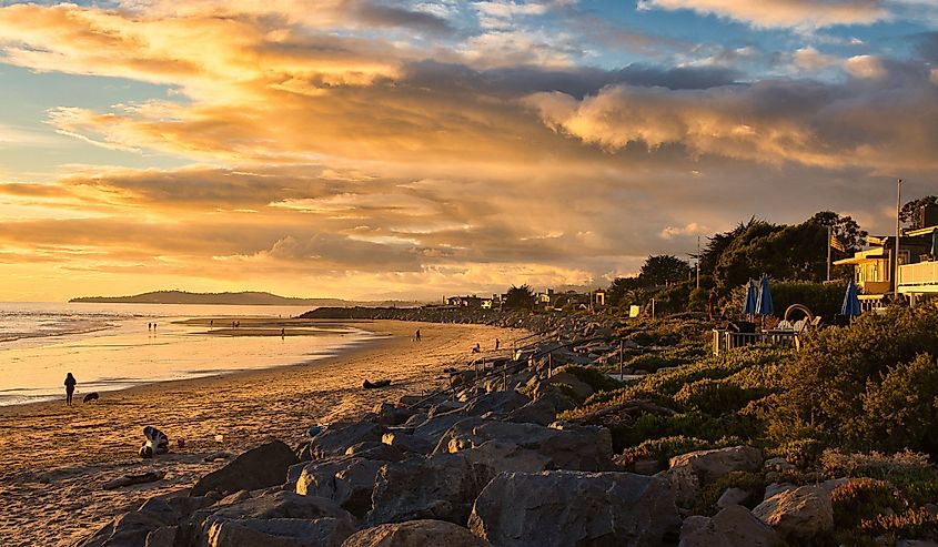 Winter storm clouds at sunset in Carpinteria California