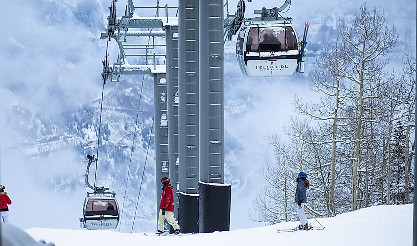 Gondolas in Telluride, Colorado. Editorial credit: Tita77 / Shutterstock.com.