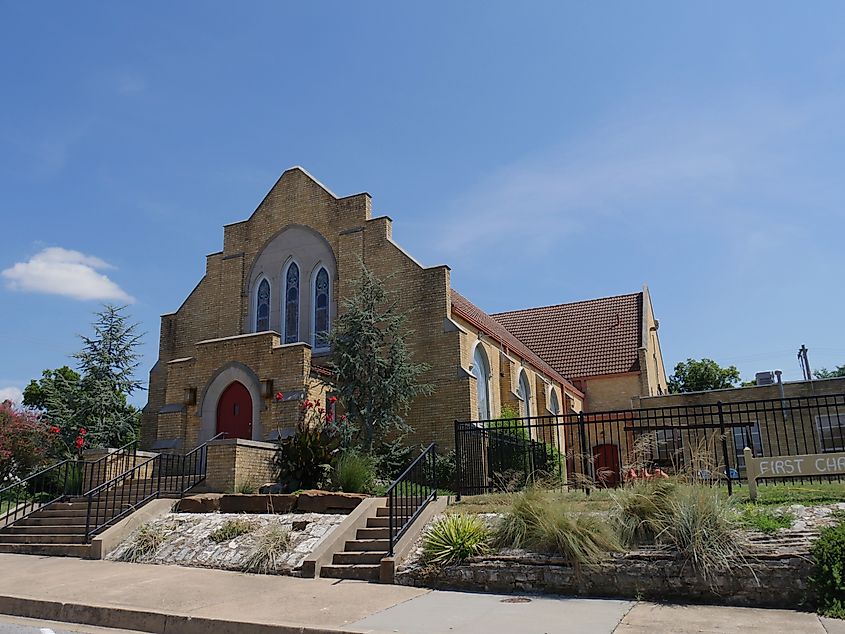 First Christian Church by the roadside in Sulphur, Oklahoma.