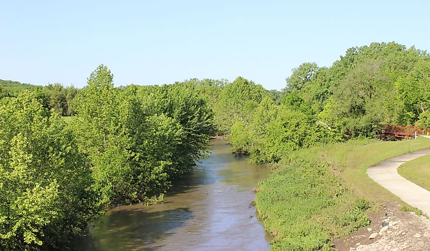 Little Blue River flooding at Lee's Summit Rd. in Jackson Missouri. 