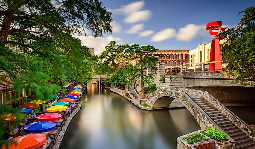 San Antonio, Texas, USA cityscape at the Riverwalk.