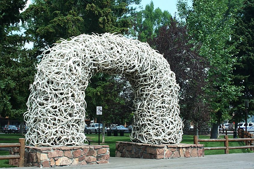 Elk antlers archway in Jackson, Wyoming.
