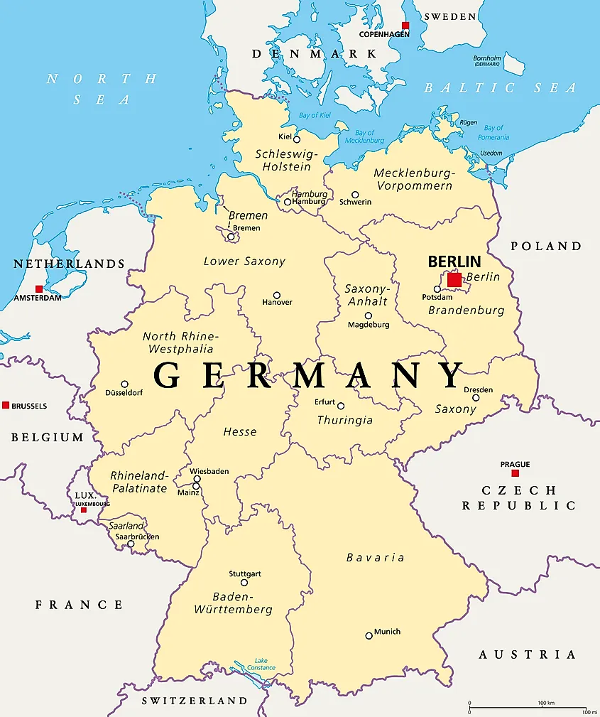 Countries Bordering Germany Map - Aggie Arielle