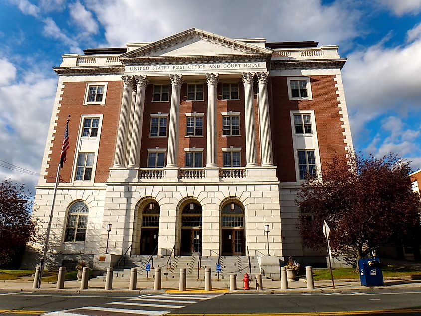 Exterior of the US Post Office and Courthouse in downtown Rutland