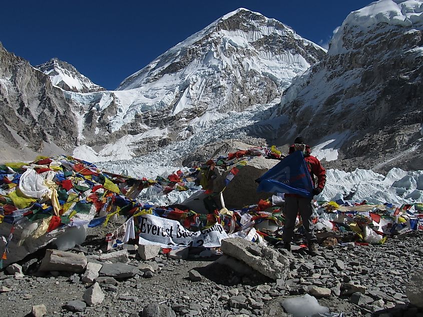 Litter trash rubbish garbage junk at Mount Everest Base Camp