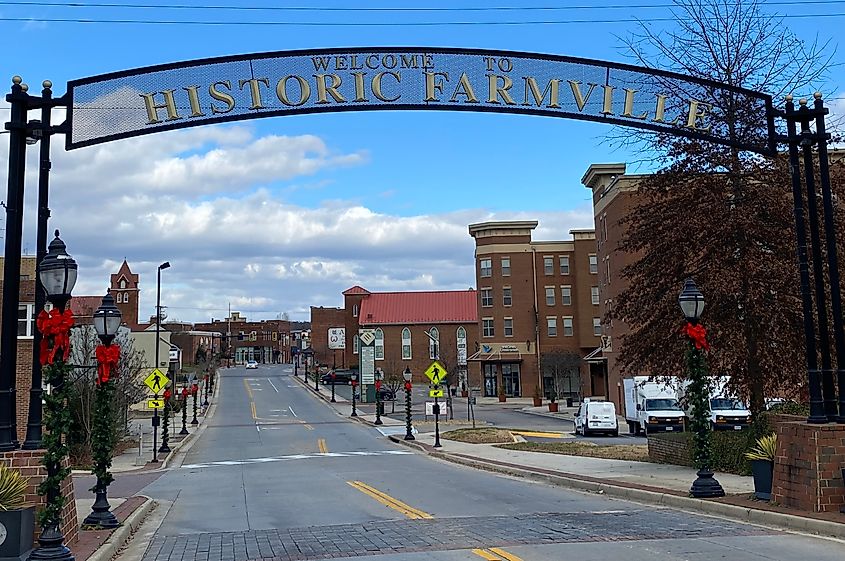 The historic district in Farmville, Virginia.