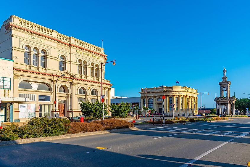 The clock tower in Invercargill, New Zealand.