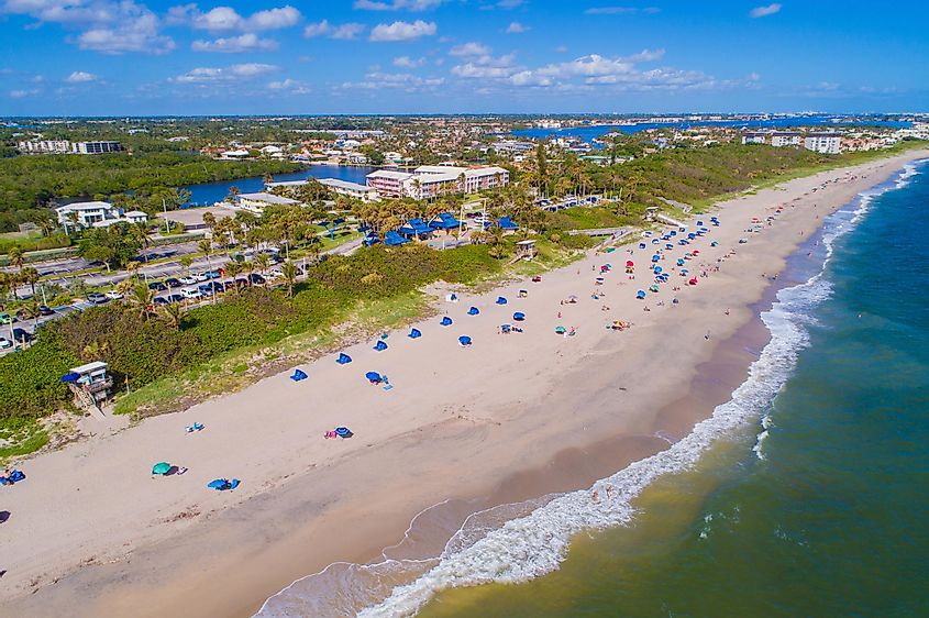 Aerial drone photo of the Oceanfront Beach Park Boynton Florida