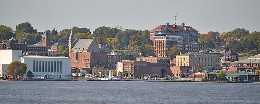 Downtown Burlington from Mississippi River. 