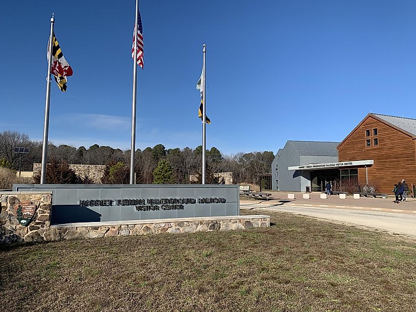 The main building and entry at the Harriet Tubman Underground Railroad Visitor Center. Editorial credit: 010110010101101 / Shutterstock.com