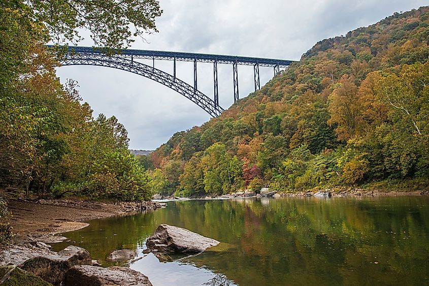 Beautiful landscape view of New River Gorge National Park in West Virginia.