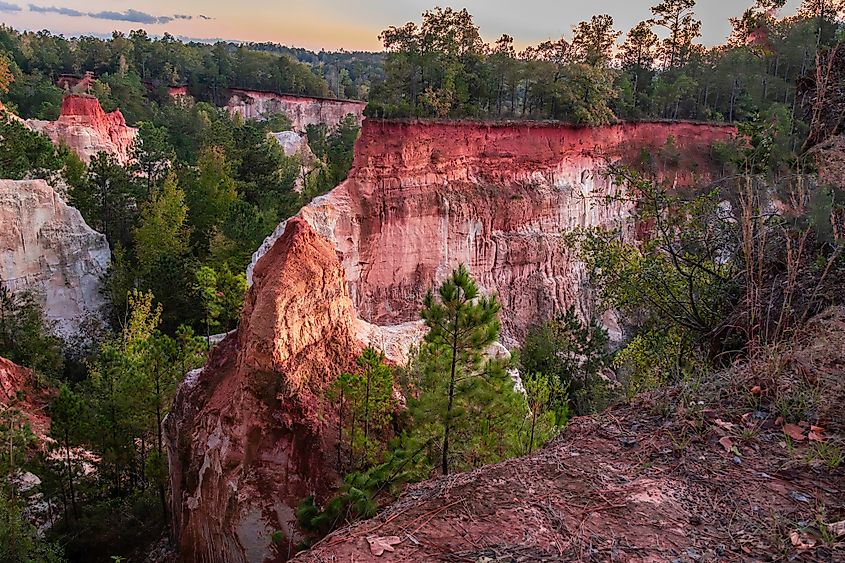 Sunset Views From the Rim of Providence Canyon in Providence Canyon State Park in Georgia